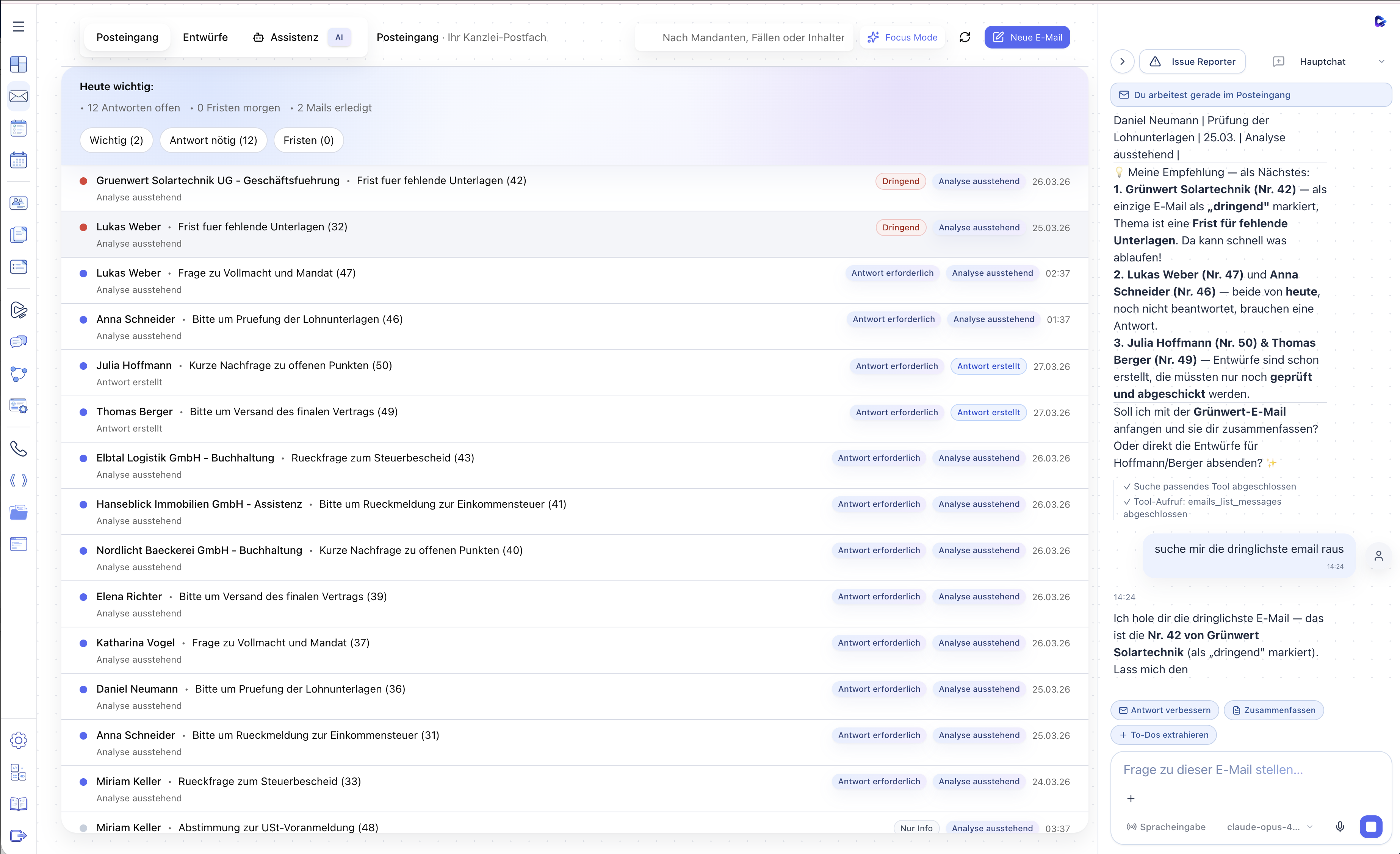 Clapilot Posteingang